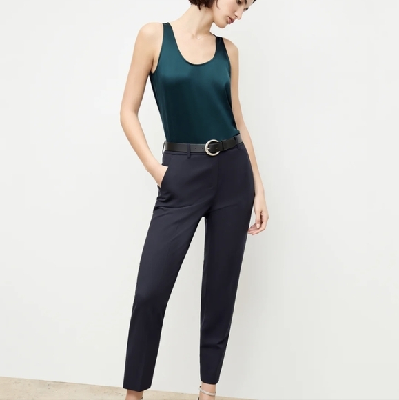 MM LEFLEUR Washable Wool Twill Dress Pants Navy Blue Trousers 14 - Picture 16 of 16